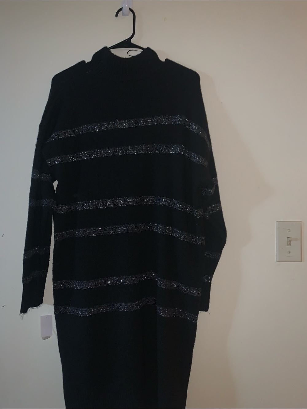 Black Striped Knit sweater dress - Women